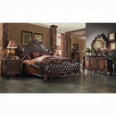 Versailles 2-Tone Dark Brown PU & Cherry Oak Queen Bed - Ace Furniture and Decor