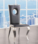 ACME Cyrene Faux Leather Side Chair (Set of 2) in Stainless Steel 62078 - Ace Furniture and Decor