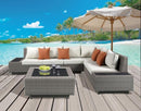Acme Salena Patio Sectional with Cocktail Table in Beige Fabric & Gray Wicker 45020 - Ace Furniture and Decor