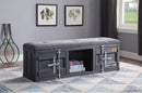 Cargo Gray Fabric & Gunmetal Bench (Storage) - Ace Furniture and Decor