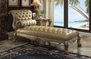 Dresden Bone PU & Gold Patina Chaise & Pillow - Ace Furniture and Decor