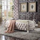 Picardy Fabric & Antique Pearl Bench - Ace Furniture and Decor