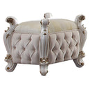 Picardy Fabric & Antique Pearl Vanity Stool - Ace Furniture and Decor
