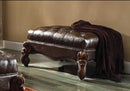 Versailles 2-Tone Dark Brown PU & Cherry Oak Ottoman - Ace Furniture and Decor