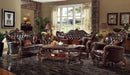 Versailles 2-Tone Dark Brown PU & Cherry Oak Sofa w/7 Pillows - Ace Furniture and Decor