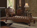 Versailles 2-Tone Light Brown PU & Cherry Oak Chaise & Pillow - Ace Furniture and Decor