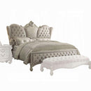 Versailles Ivory Velvet & Bone White California King Bed - Ace Furniture and Decor