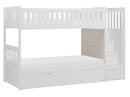 Galen Bunk Bed w/ Reversible Step Storage and Twin Trundle in White B2053SBW-1*R - Ace Furniture and Decor
