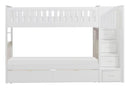 Galen Bunk Bed w/ Reversible Step Storage and Storage Boxes in White B2053SBW-1*T - Ace Furniture and Decor