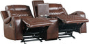 Putnam Double Glider Reclining Loveseat in Brown 9405BR-2 - Ace Furniture and Decor