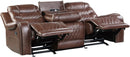 Putnam Double Reclining Sofa with Drop-Down in Brown 9405BR-3 - Ace Furniture and Decor