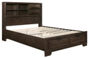 Chesky Queen Bookcase Bed with Footboard Storage in Warm Espresso 1753-1* - Ace Furniture and Decor