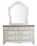 Cinderella 7 Drawer Dresser in Antique White with Grey Rub-Through 1386NW-5 - Ace Furniture and Decor