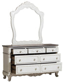 Cinderella 7 Drawer Dresser in Antique White with Grey Rub-Through 1386NW-5 - Ace Furniture and Decor
