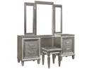 Tamsin 3pcs Vanity Dresser with Mirror in Silver Grey Metallic 1616-15 - Ace Furniture and Decor