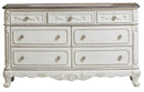 Cinderella 7 Drawer Dresser in Antique White with Grey Rub-Through 1386NW-5 - Ace Furniture and Decor