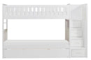 Galen Bunk Bed w/ Reversible Step Storage and Twin Trundle in White B2053SBW-1*R - Ace Furniture and Decor