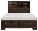 Chesky Queen Bookcase Bed with Footboard Storage in Warm Espresso 1753-1* - Ace Furniture and Decor