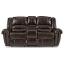 Center Hill Double Glider Reclining Loveseat w/ Center Console in Dark Brown 9668BRW-2