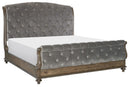 Rachelle King Sleigh Bed in Weathered Pecan 1693K-1EK*