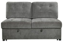 Logansport Armless 2-Seater with Pull-out Bed in Gray 9401GRY-2A - Ace Furniture and Decor