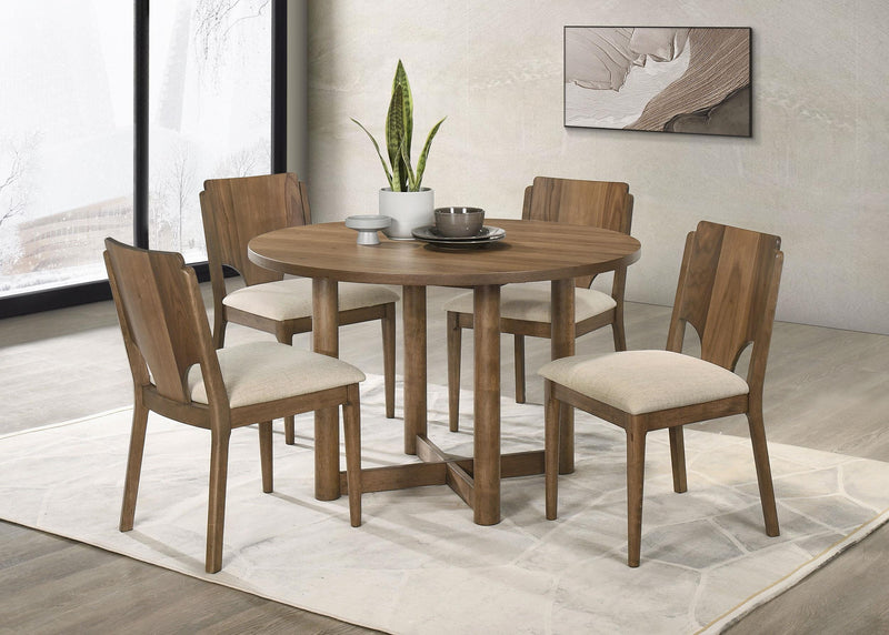 Crestmore 5-piece 46-inch Round Wood Dining Table Set Walnut - Ace Furniture and Decor
