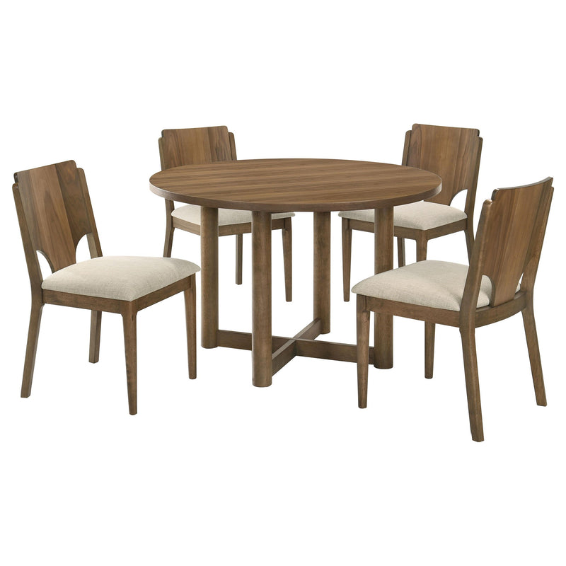 Crestmore 5-piece 46-inch Round Wood Dining Table Set Walnut - Ace Furniture and Decor