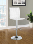 Ashbury Upholstered Adjustable Bar Stools White and Chrome (Set of 2) - Ace Furniture and Decor
