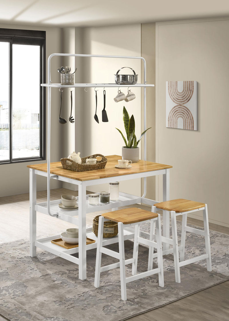 Edgeworth 3-piece Kitchen Island Counter Table Set White - Ace Furniture and Decor