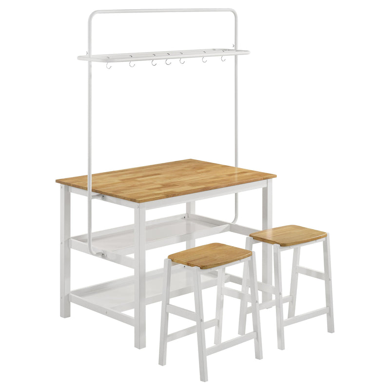 Edgeworth 3-piece Kitchen Island Counter Table Set White - Ace Furniture and Decor