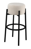 Leonard Upholstered Backless Round Stools White and Black (Set of 2) - Ace Furniture and Decor