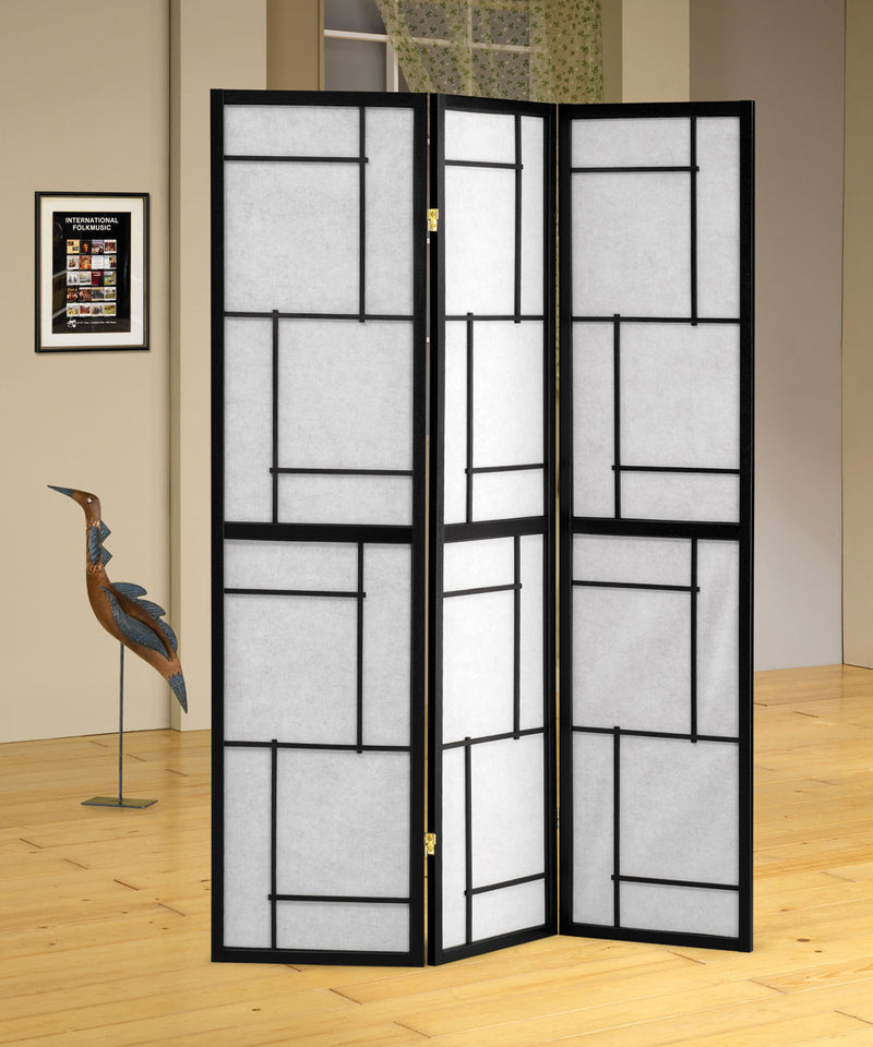 Damis 3-panel Folding Floor Screen Black and White - Ace Furniture and Decor