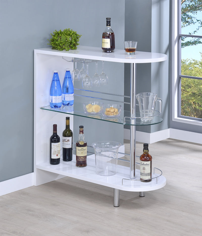 Adolfo 3-tier Bar Table Glossy White and Clear - Ace Furniture and Decor