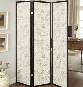 Felice 3-panel French Script Print Folding Screen Espresso - Ace Furniture and Decor
