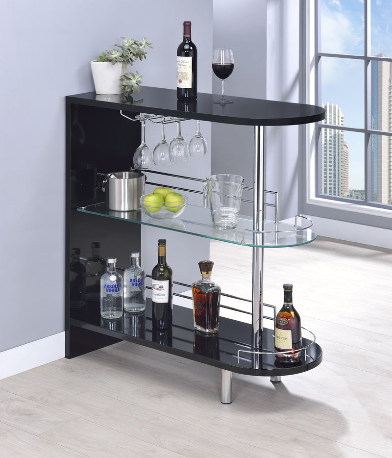 Adolfo 3-tier Bar Table Glossy Black and Clear - Ace Furniture and Decor
