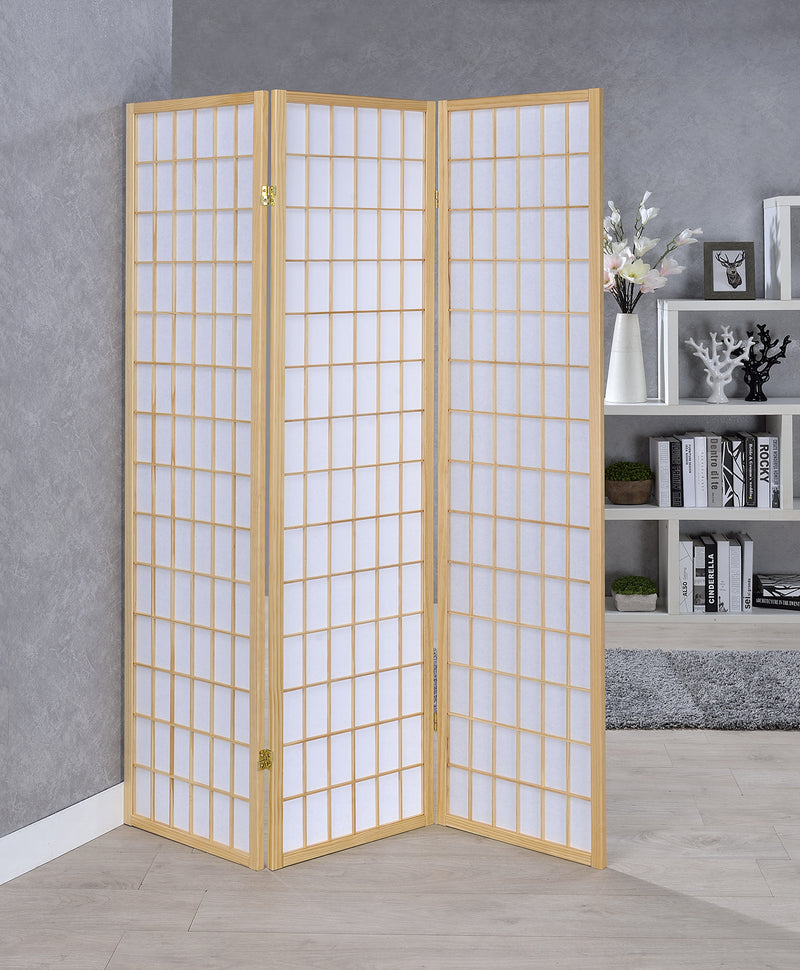 Carrie 3-panel Folding Screen Natural and White - Ace Furniture and Decor