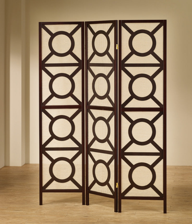 Vulcan 3-panel Geometric Folding Screen Tan and Cappuccino - Ace Furniture and Decor