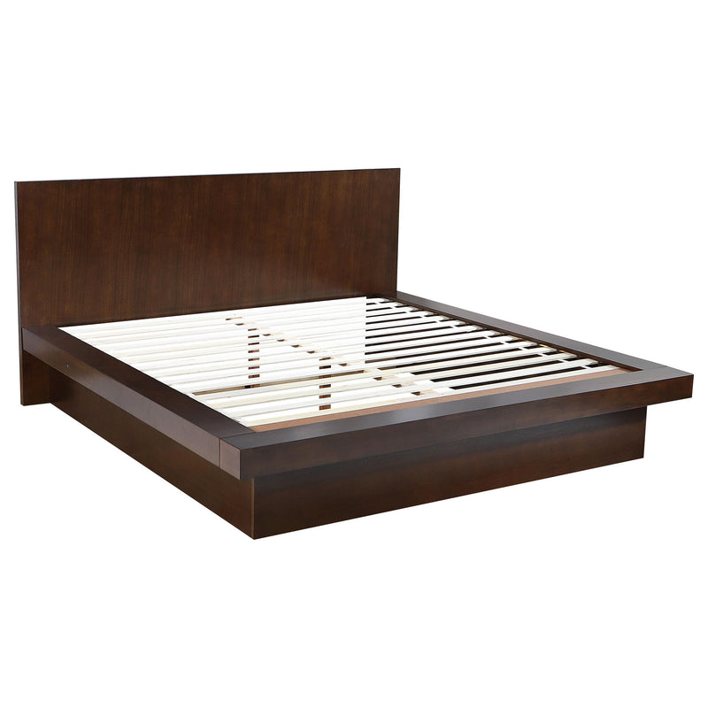 Jessica Eastern King & Queen Platform Bed with Rail Seating Cappuccino - Ace Furniture and Decor