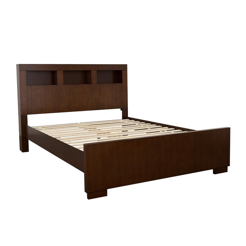 Jessica California King, E.king, & Queen Bed with Storage Headboard Cappuccino - Ace Furniture and Decor