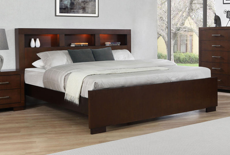 Jessica California King, E.king, & Queen Bed with Storage Headboard Cappuccino - Ace Furniture and Decor