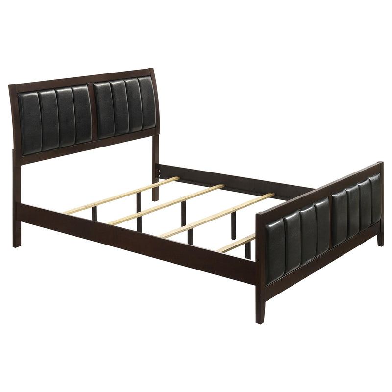 Carlton California King, E.King, & Queen Upholstered Bed Cappuccino and Black - Ace Furniture and Decor