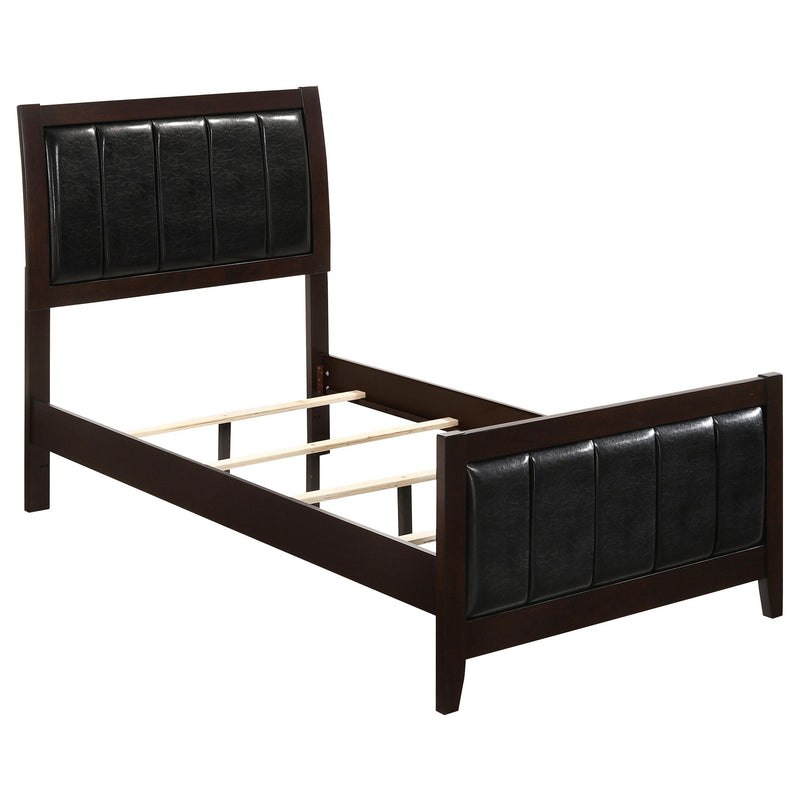 Carlton Full & Twin Upholstered Panel Bed Cappuccino and Black - Ace Furniture and Decor