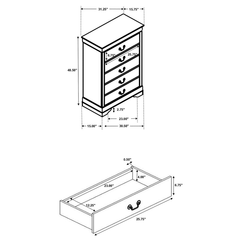 Louis Philippe Chest Brown - Ace Furniture and Decor