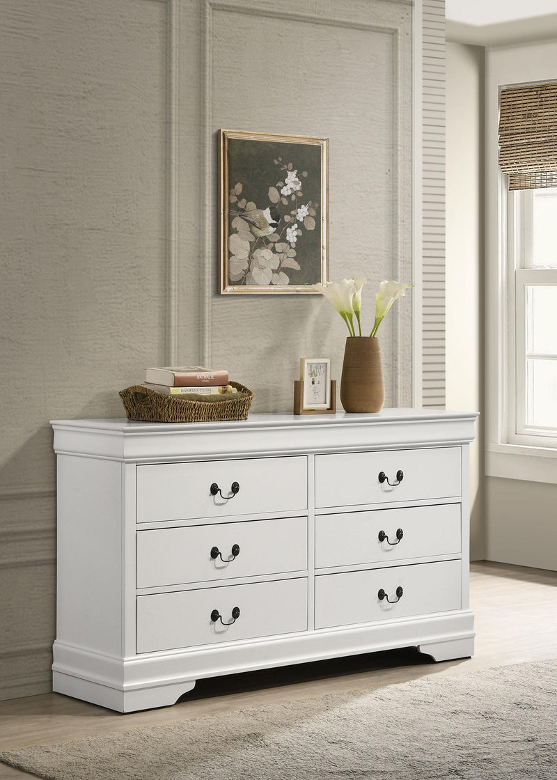 Louis Philippe 6-drawer Dresser White - Ace Furniture and Decor
