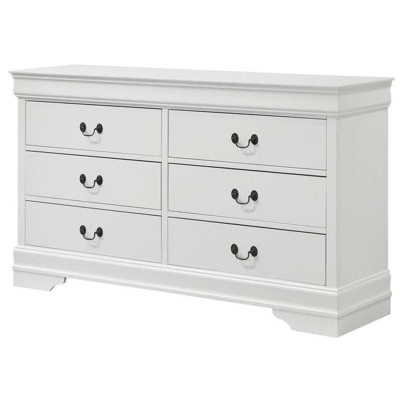 Louis Philippe 6-drawer Dresser White - Ace Furniture and Decor