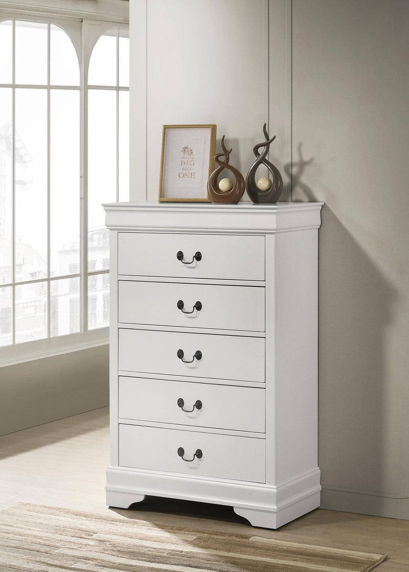 Louis Philippe 5-drawer Bedroom Chest White - Ace Furniture and Decor