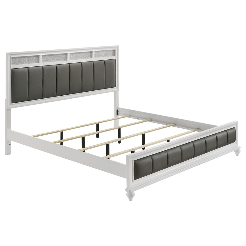Barzini California King, E.King, & Queen Upholstered Panel Bed White - Ace Furniture and Decor