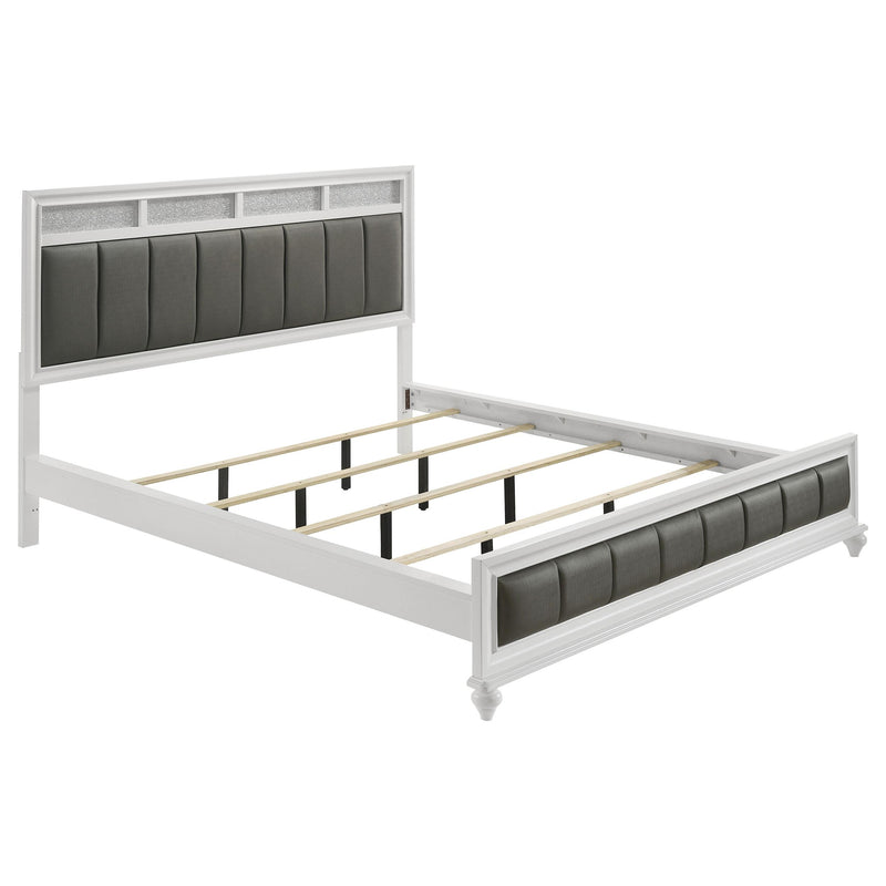 Barzini California King, E.King, & Queen Upholstered Panel Bed White - Ace Furniture and Decor