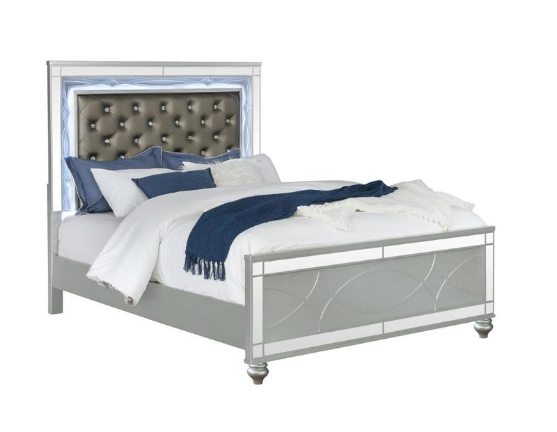 Gunnison California King, E.King, & Queen Panel Bed with LED Lighting Silver Metallic - Ace Furniture and Decor