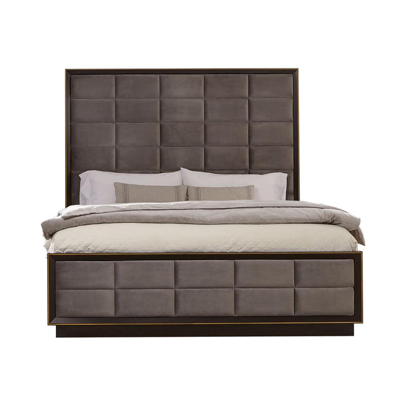 Durango California King, Eastren King, & Queen Upholstered Bed Smoked Peppercorn and Grey - Ace Furniture and Decor